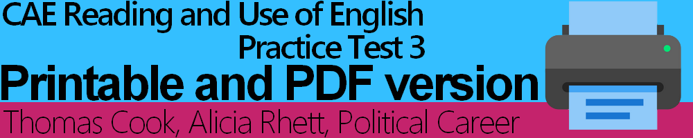 CAE Reading and Use of English Practice Test 3 Printable and PDF version