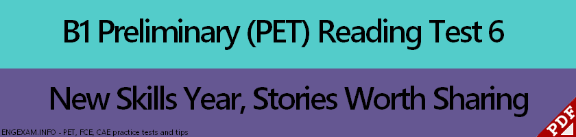 Click to take Test 6 of Pet (B1 Preliminary) Reading test