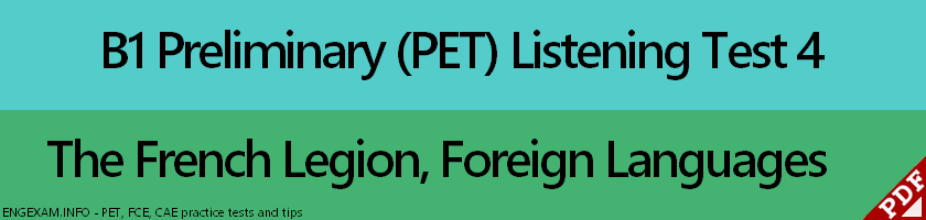 Click to take Test 4 of PET B1 Preliminary Listening Test